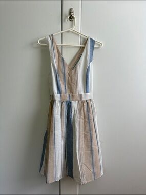Striped cross-back mini dress